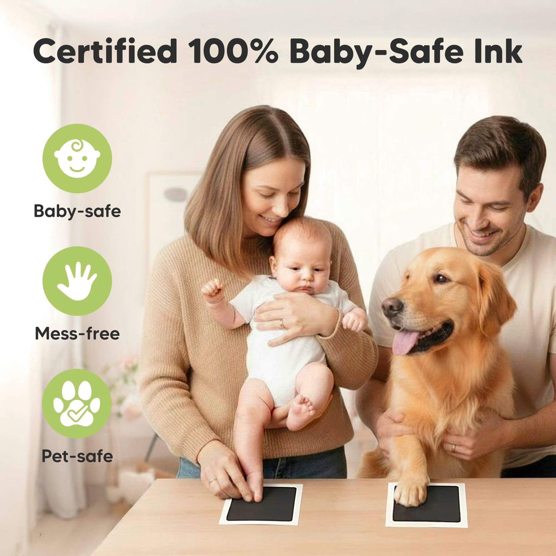 Certified 100% Baby-Safe Ink, Baby-safe, Mess-free, Pet-safe  32646623592634