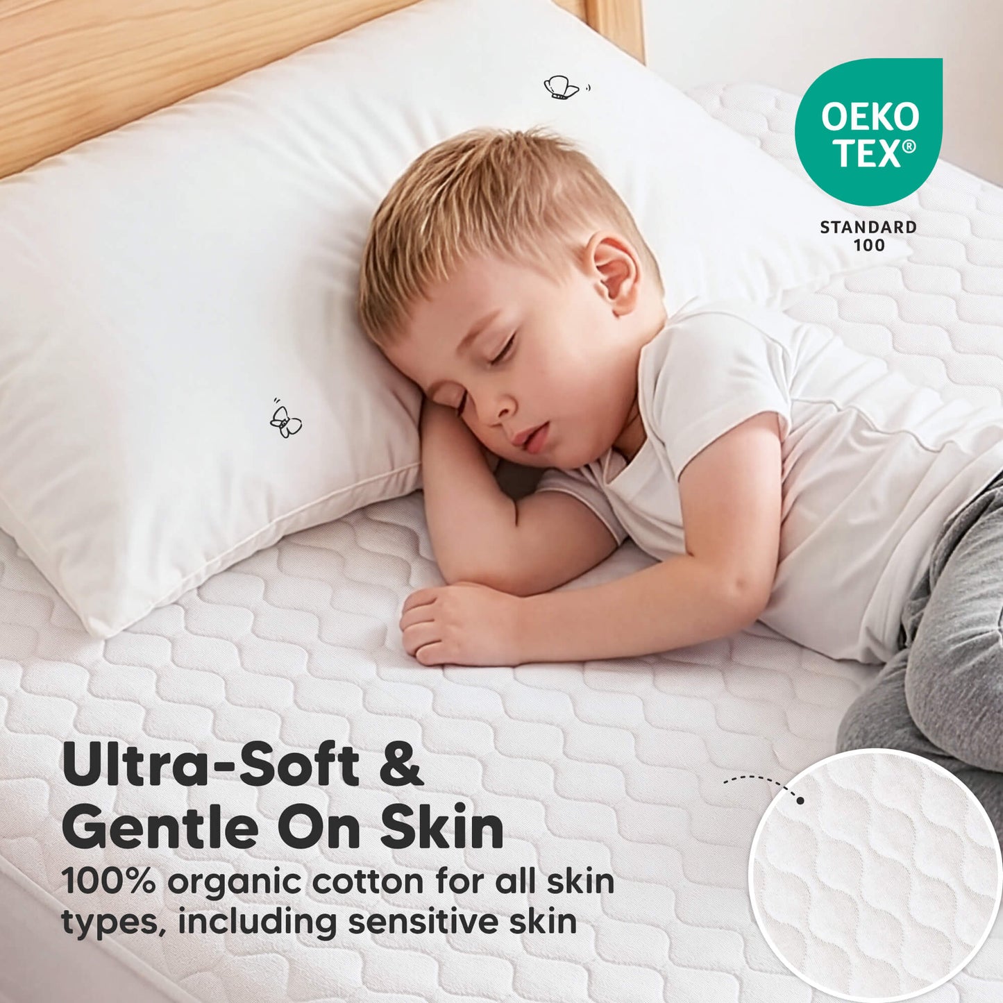 Ultra-Soft & Gentle On Skin - 100% organic cotton for all skin types, including sensitive skin. OEKO-TEX Standard 100
 32546353807546