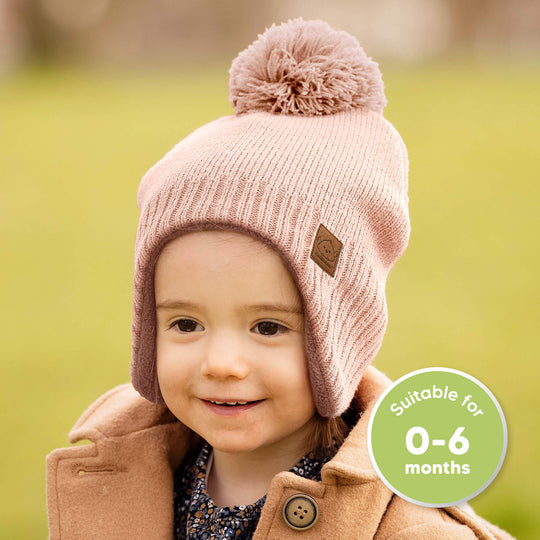 Muff Knitted Beanie (Blush)