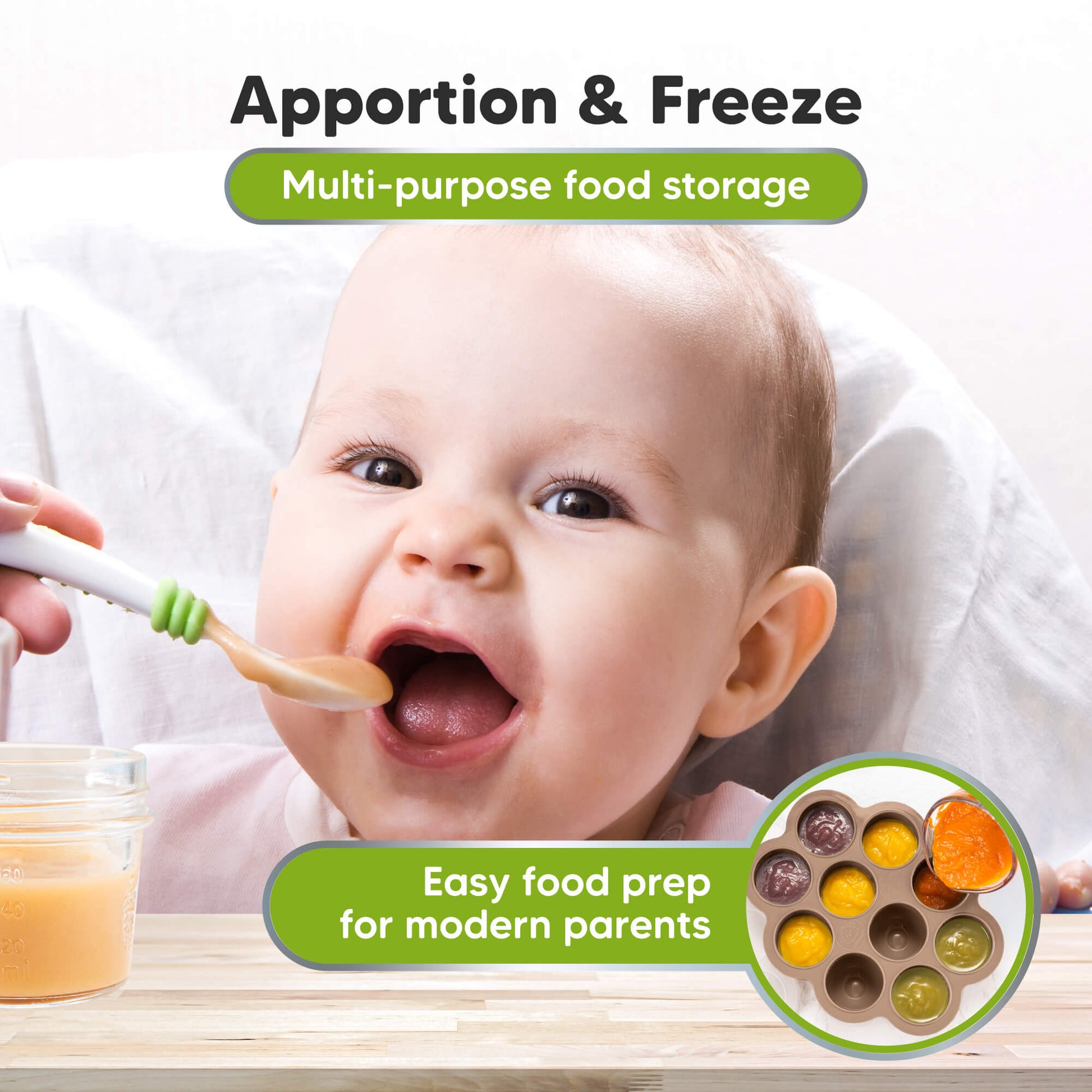 Apportion & Freeze, Multi-purpose food storage, Easy food prep for modern parents 33643410260154