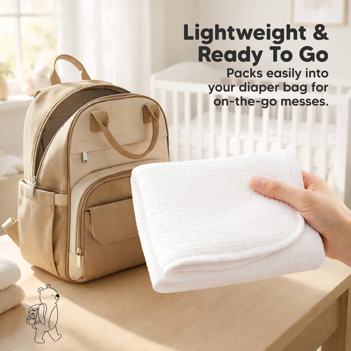 Lightweight & Ready To Go - Packs easily into your diaper bag for on-the-go messes. 31798257877178