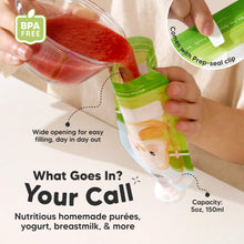 Load image into Gallery viewer, What Goes In? Your Call - Nutritious homemade purées, yogurt, breastmilk, &amp; more. (Wide opening for easy filling, day in day out. Capacity: 5oz, 150ml)
