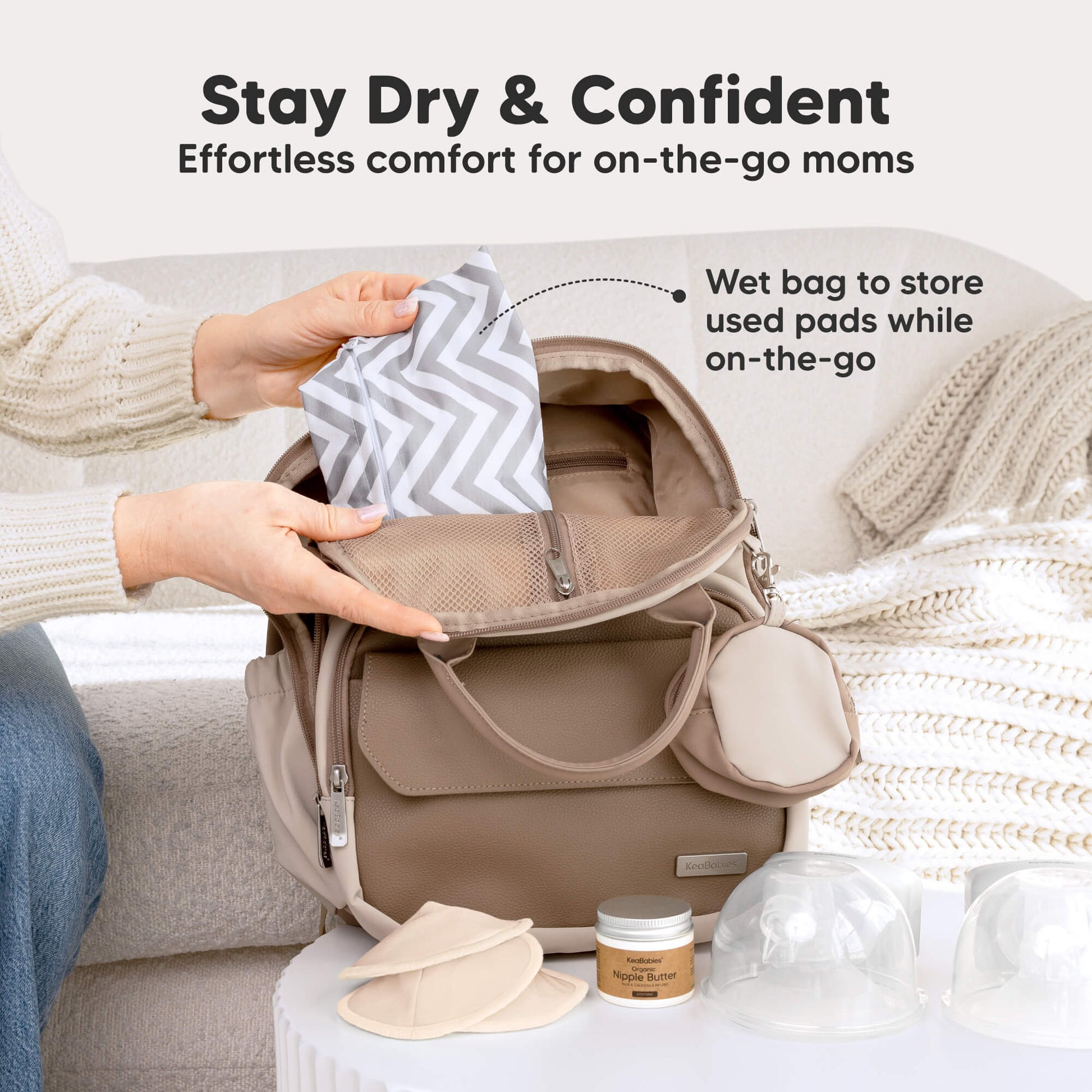 Stay Dry & Confident - Effortless comfort for on-the-go moms. Wet bag to store used pads while on-the-go 32178990022842