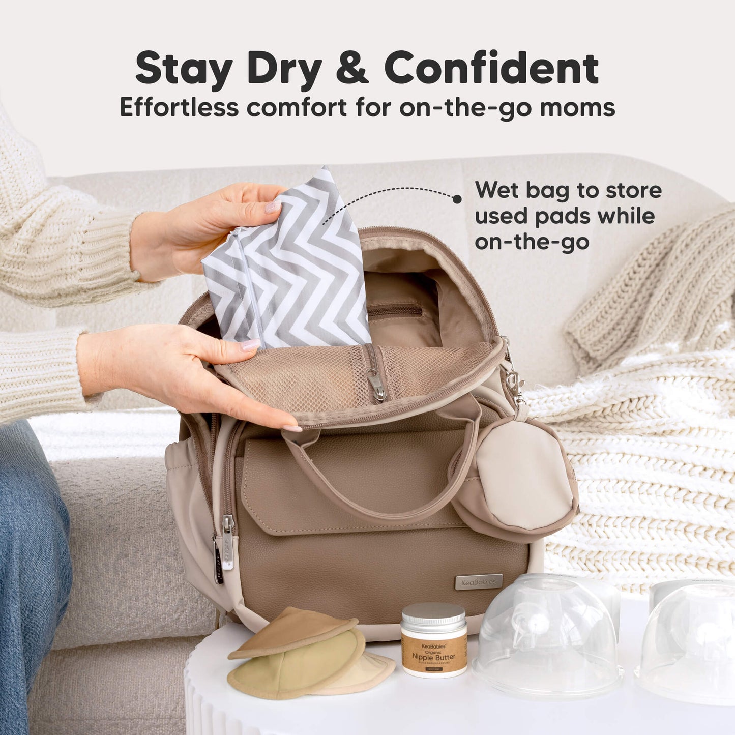 Stay Dry & Confident - Effortless comfort for on-the-go moms. Wet bag to store used pads while on-the-go 32179005194426