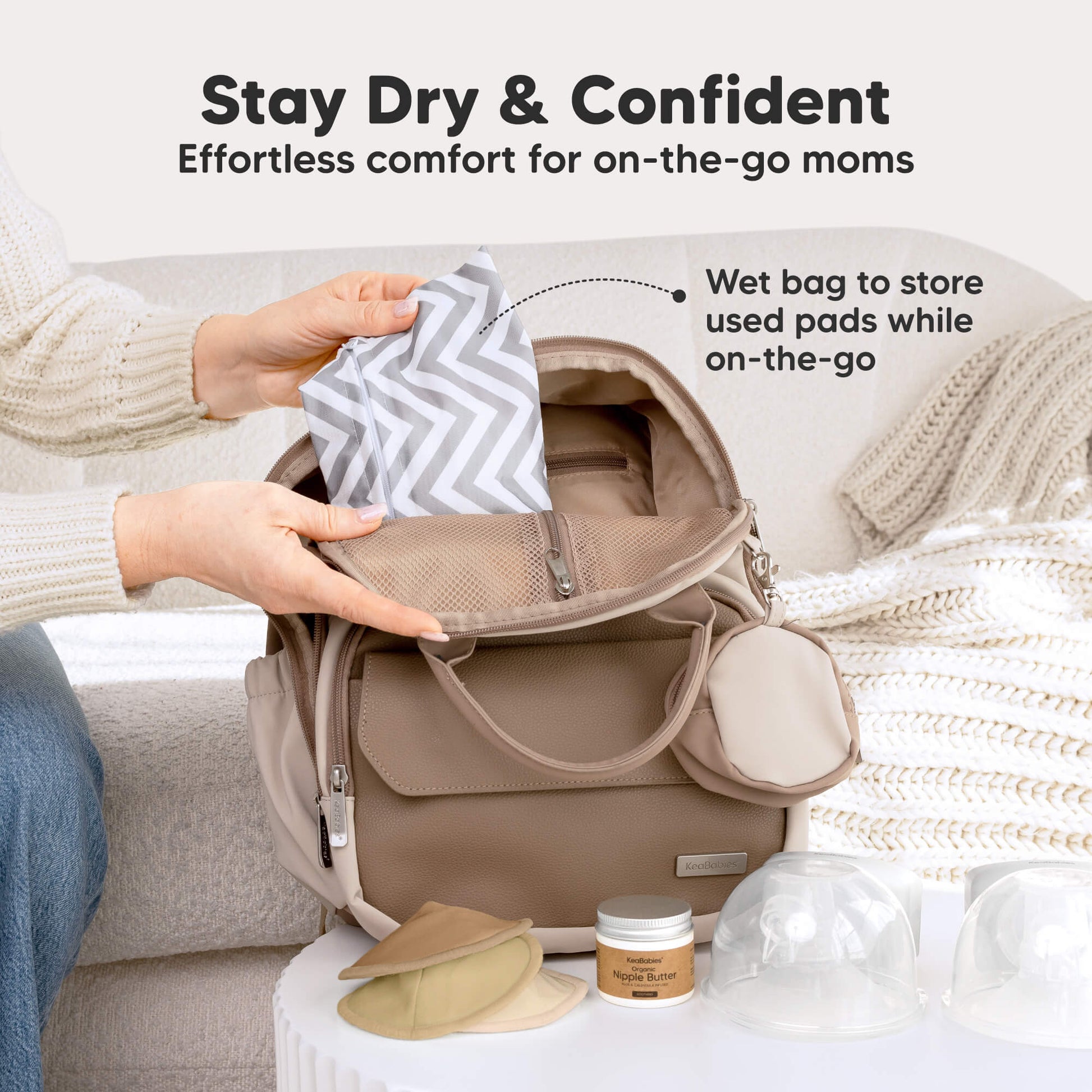 Stay Dry & Confident - Effortless comfort for on-the-go moms. Wet bag to store used pads while on-the-go 32179005194426