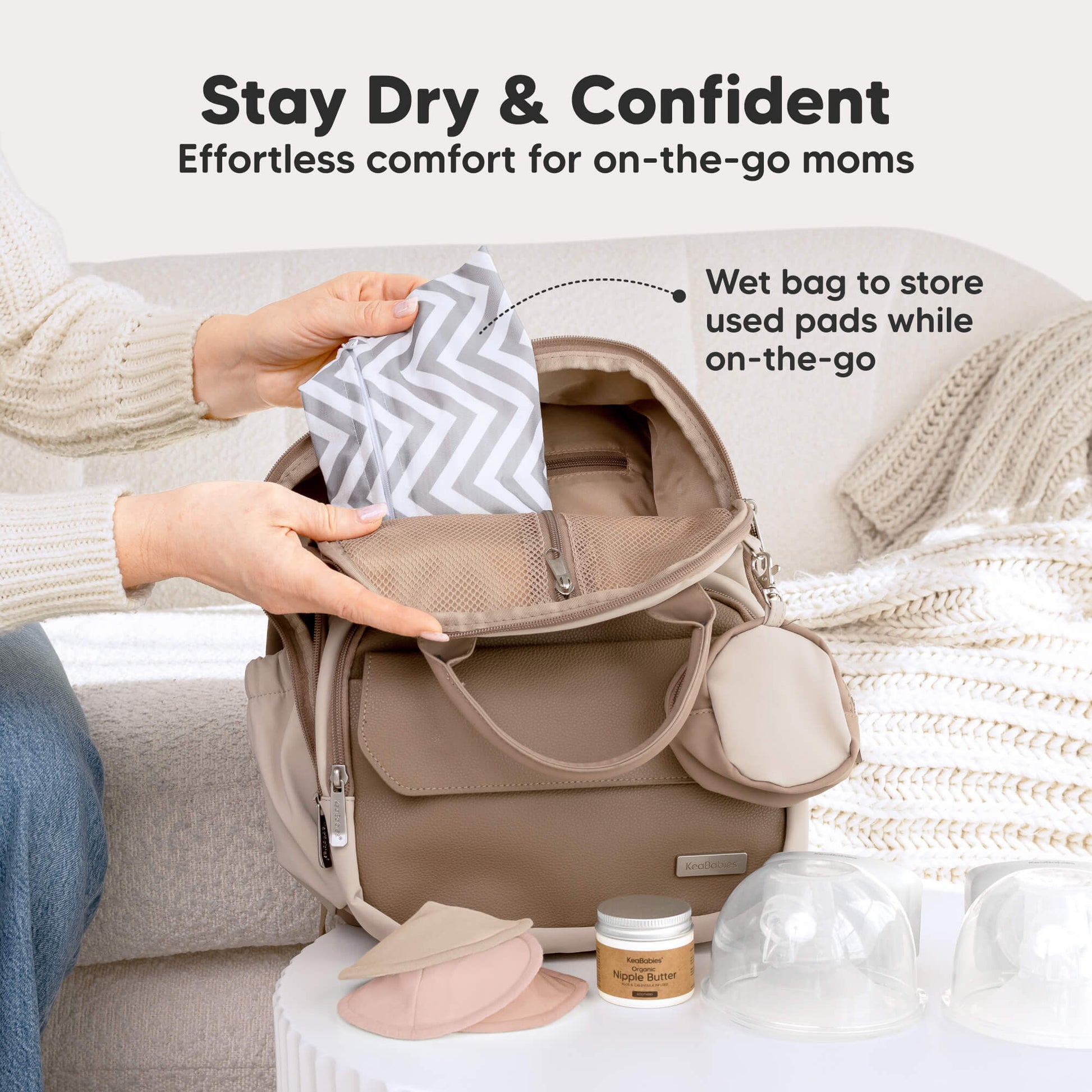 Stay Dry & Confident - Effortless comfort for on-the-go moms. Wet bag to store used pads while on-the-go 32179001131194