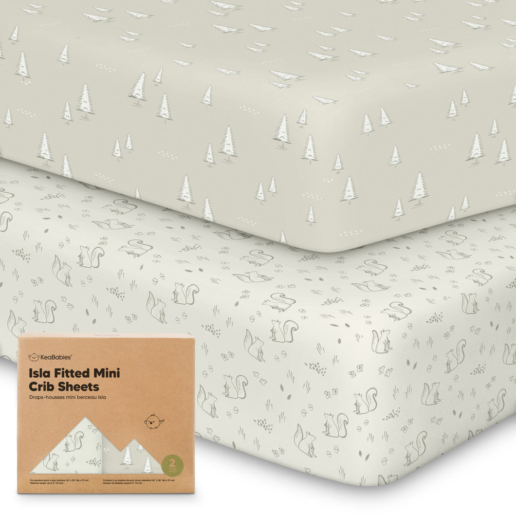 Isla Fitted Mini Crib Sheets (Pine Grove)