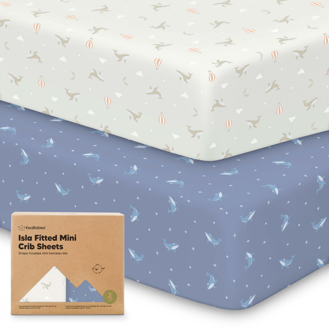 Isla Fitted Mini Crib Sheets (Marine Muse)