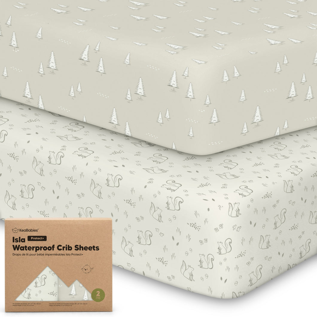 2-Pack Isla [Protect+] Waterproof Crib Sheets (Pine Grove)