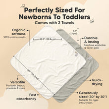 Load image into Gallery viewer, 2-Pack Lyra Muslin Hooded Towels (Graphite)
