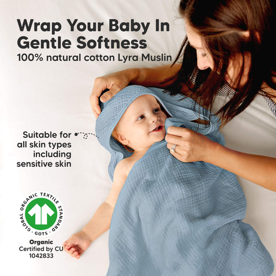 2-Pack Lyra Muslin Hooded Towels (Steel)