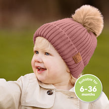Load image into Gallery viewer, 2-Pack Pom Knitted Beanie (Tea Rose)
