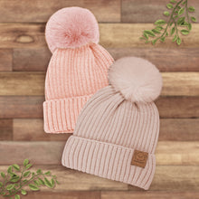 Load image into Gallery viewer, 2-Pack Pom Knitted Beanie (Tea Rose)
