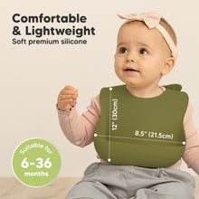 Load image into Gallery viewer, 2-Pack Prep Silicone Bibs (Olives)
