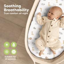 Load image into Gallery viewer, 2-Pack Soothe Fitted Bassinet Sheets (KeaSafari)
