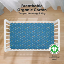 Load image into Gallery viewer, Soothe Fitted Crib Sheet (Space Quest)
