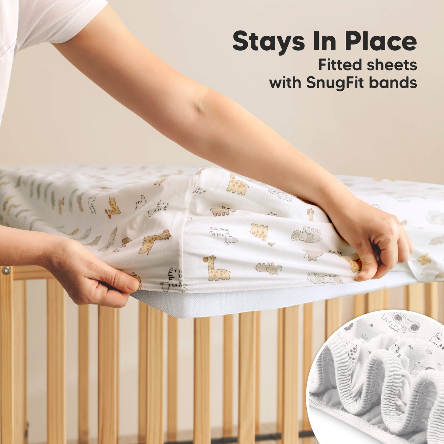 Stays In Place, Fitted sheets with SnugFit bands
 28097998586042