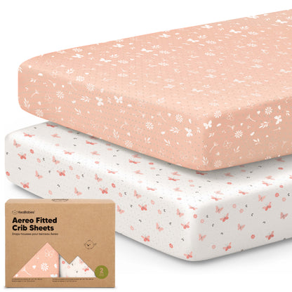 2-Pack Aereo Fitted Crib Sheets with soft, breathable fabric, snug fit for everyday crib use. 29394805293242