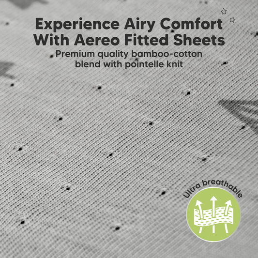 Experience airy comfort with Aereo fitted sheets made from breathable bamboo-cotton fabric for lightweight sleep
-on-hover
