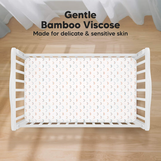 Isla Fitted Crib Sheets (Jolly Rainbow)