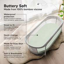 Load image into Gallery viewer, Buttery Soft - Made from 100% bamboo viscose (Waterproof protection, Sized to fit Rectangle, hourglass, oval mattresses: 33" x 17" x 4", Quick change, Made for busy days, and Soft &amp; Breathable)
