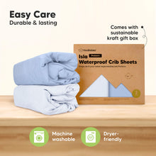 Load image into Gallery viewer, 2-Pack Isla [Protect+] Waterproof Crib Sheets (Blue Flax)
