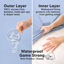 Load image into Gallery viewer, 2-Pack Isla [Protect+] Waterproof Mini Crib Sheets (Blue Flax)
