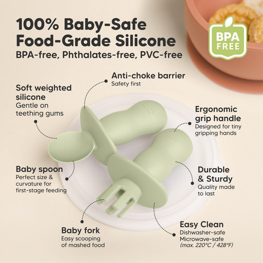 2-Sets Lil’ Prep Baby Fork & Spoon (Sage)