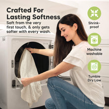 Load image into Gallery viewer, Crafted For Lasting Softness - Soft from the very first touch, &amp; only gets softer with every wash. (Shrink-proof, Machine washable in Tumble Dry Low)
