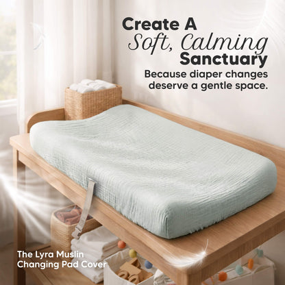 Create a Soft, Calming Sanctuary
Because diaper changes deserve a gentle space. The Lyra Muslin Changing Pad Cover 32650852892858