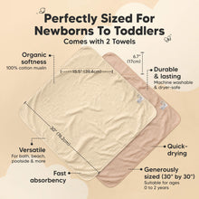 Load image into Gallery viewer, 2-Pack Lyra Muslin Hooded Towels (Almond)
