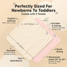 Load image into Gallery viewer, 2-Pack Lyra Muslin Hooded Towels (Rose Ivory)
