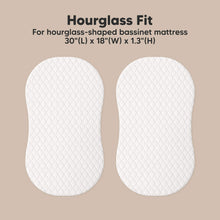 Load image into Gallery viewer,  Hourglass Fit - For hourglass-shaped bassinet mattress 30"(L) x 18"(W) x 1.3"(H)
