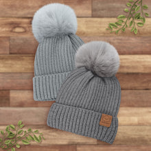 Load image into Gallery viewer, 2-Pack Pom Knitted Beanie (Steel)
