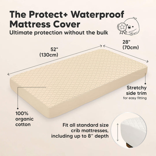 2-Pack Mavy Protect+ Waterproof Crib Mattress Protector (Khaki)