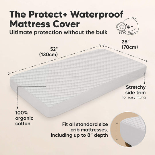 2-Pack Quin Protect+ Waterproof Crib Mattress Protector (Pearl Gray)