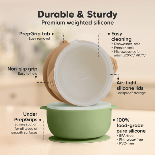 2-Pack Prep Silicone Suction Bowls (Desert)