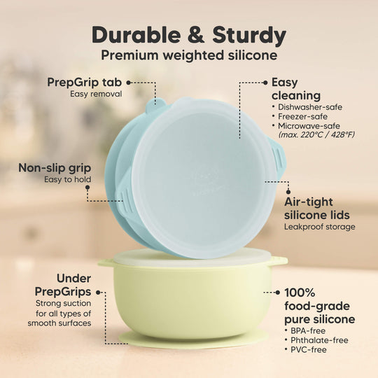 2-Pack Prep Silicone Suction Bowls (Pastel Sky)