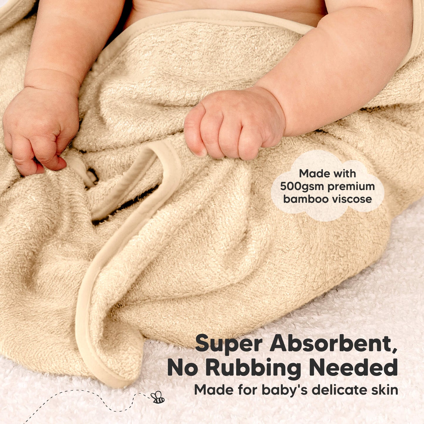 Super absorbent bamboo-viscose towel that dries gently without rubbing baby’s delicate skin.
 30288574415034