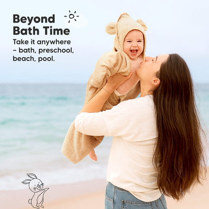 Beyond bath time hooded towel suitable for bath, beach, preschool, or pool use.
 30288574349498