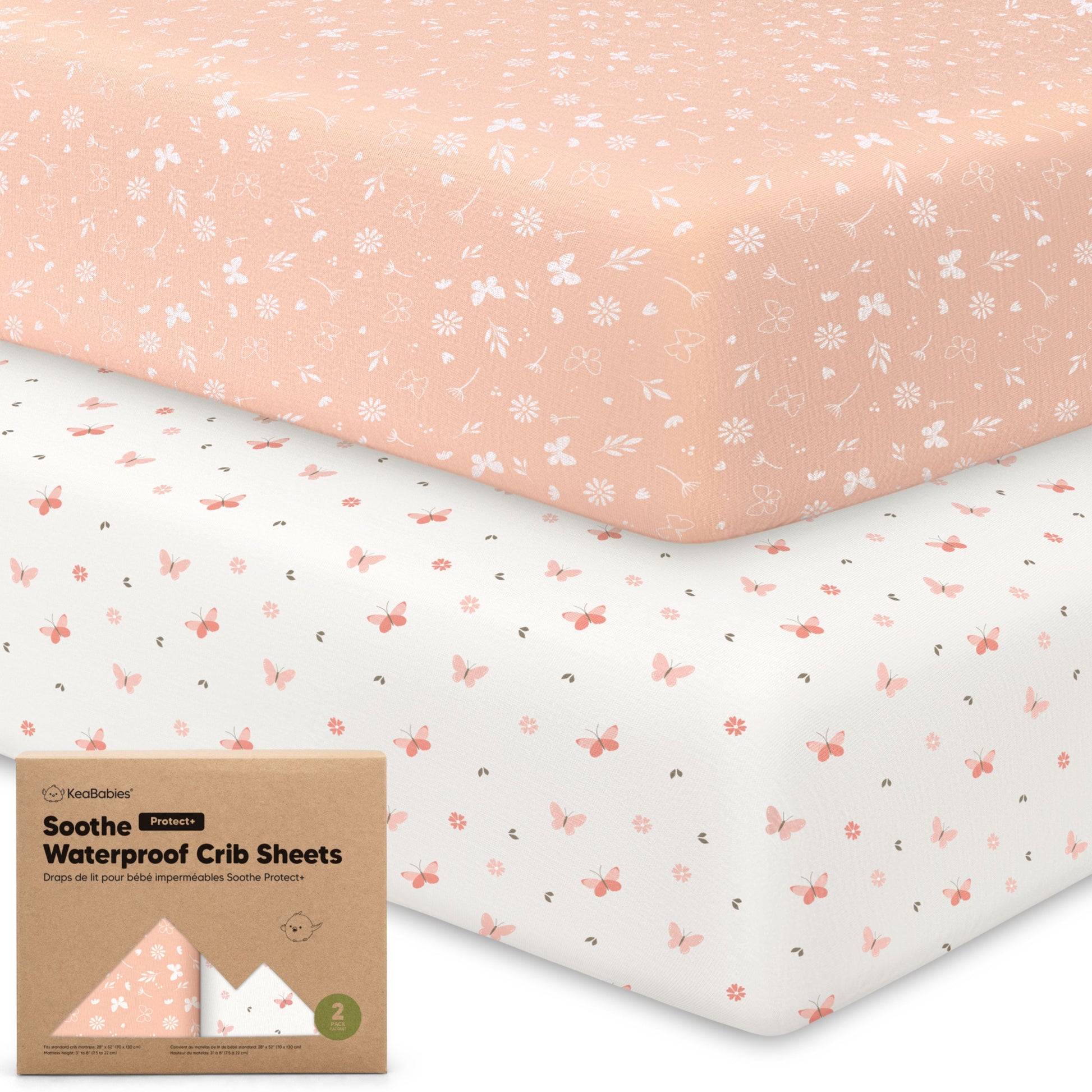 2-Pack Soothe [Protect+] Waterproof Crib Sheets 30509663322298