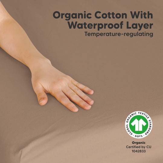 2-Pack Soothe [Protect+] Waterproof Mini Crib Sheets (Latte)