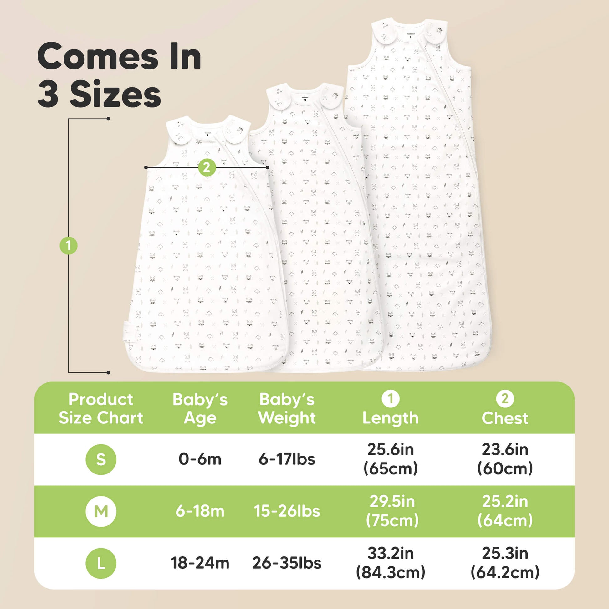 Comes in 3 sizes - Small (0-6months old, 6-17lbs weight, 25.6inches height), Medium (6-18months old, 15-26lbs weight, 30inches height), and Large (18-24month old, 26-35lbs weight, 35.5inches height)
 32637136568506