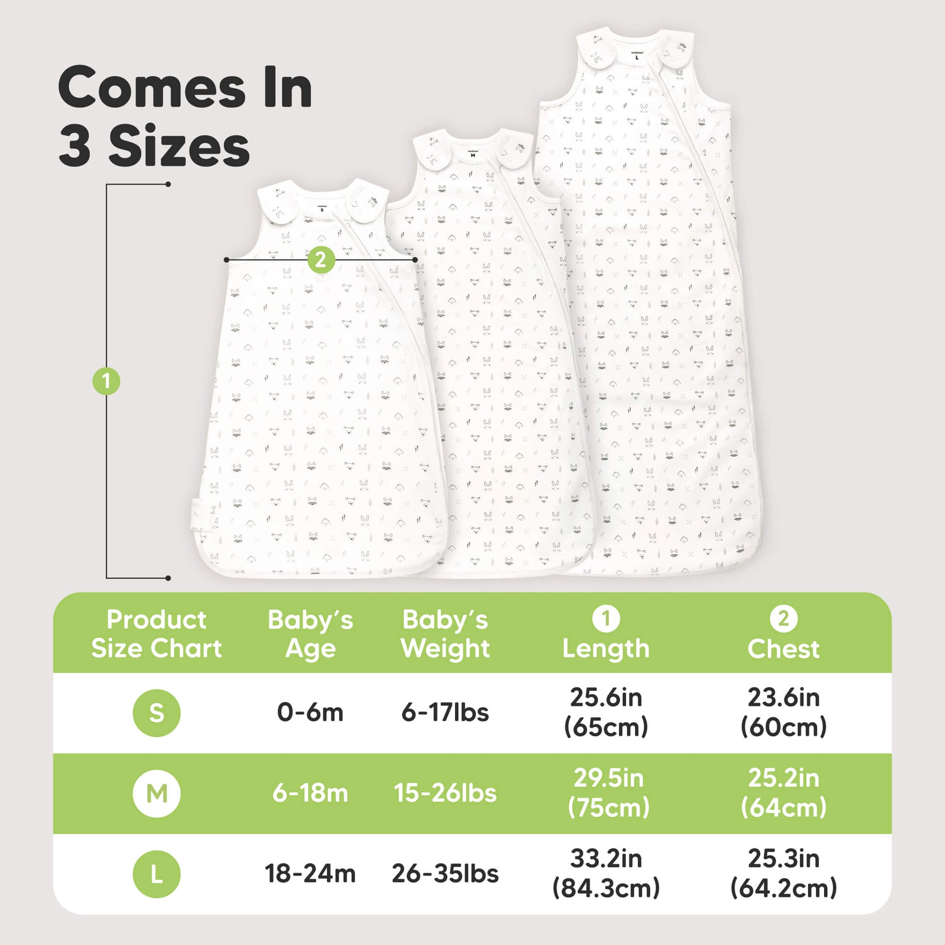 Comes in 3 sizes - Small (0-6months old, 6-17lbs weight, 25.6inches height), Medium (6-18months old, 15-26lbs weight, 29.5inches height), and Large (18-24month old, 26-35lbs weight, 33.2inches height)
 34009457918138