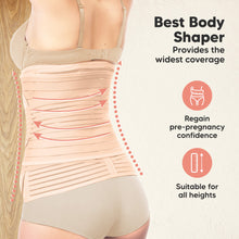 Load image into Gallery viewer, Body shaper worn by a person with text highlighting its features on a light background
