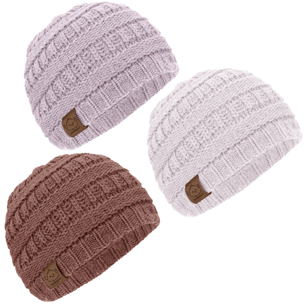 3-Pack Warmzy Baby Beanies (Mauve, M)