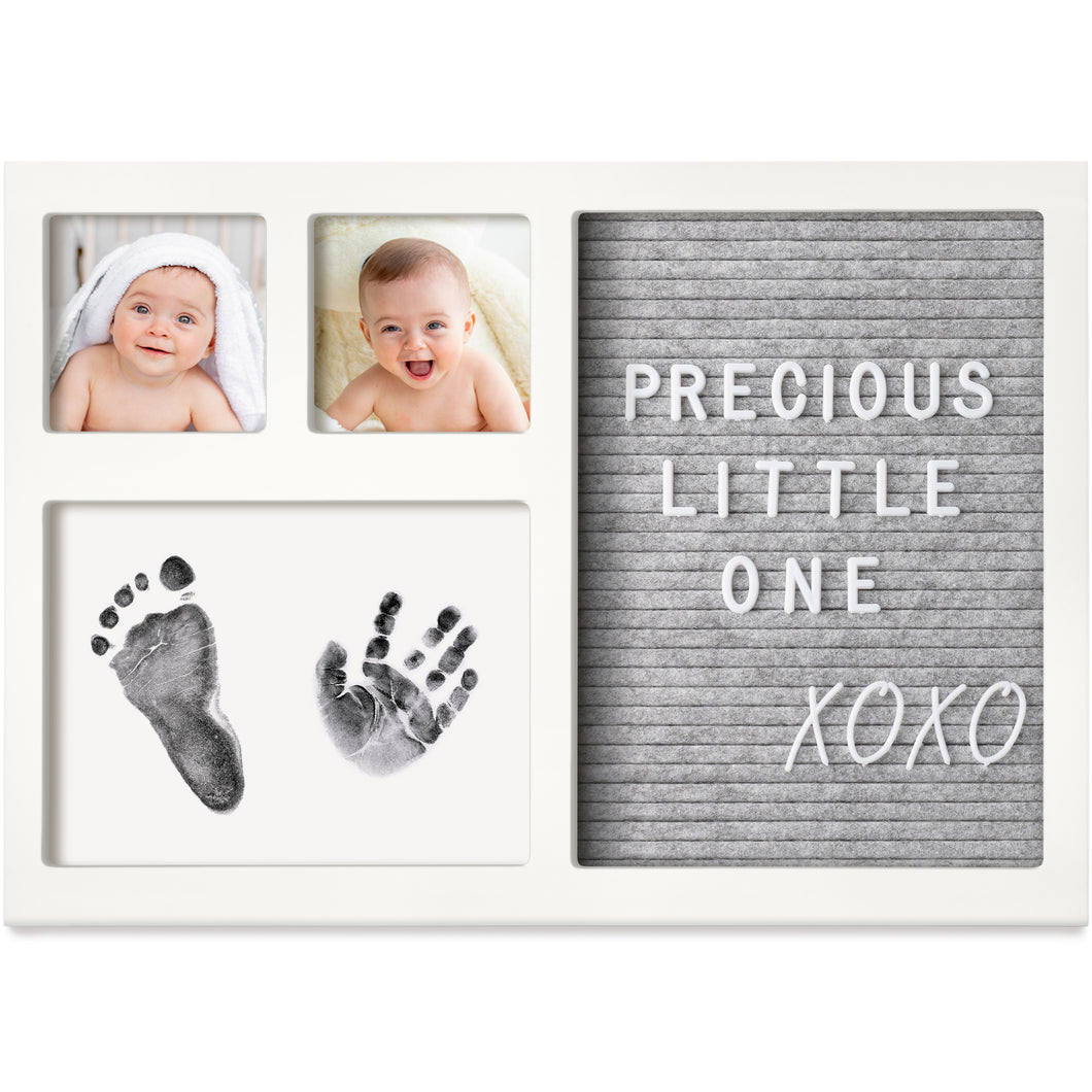 KeaBabies Heartfelt Inkless Baby Hand & Footprint Frame Kit with Letterboard, Dog Paw Print, Baby Shower Gifts for New-Moms - Petal Pink