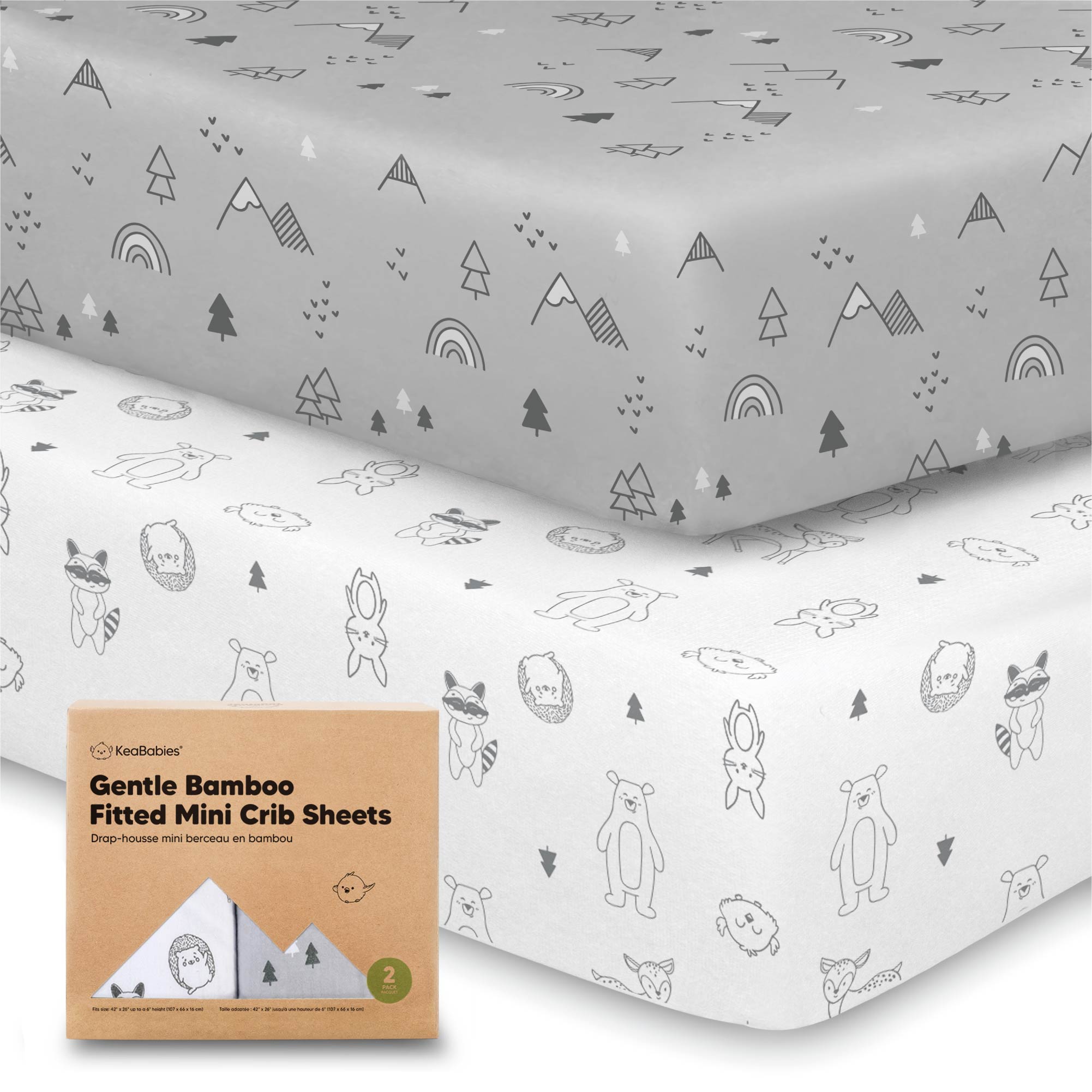 Gentle Bamboo Mini Crib Sheets, Organic Pack and Play Sheets Fitted ...