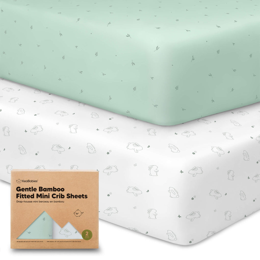 Gentle Bamboo Fitted Mini Crib Sheets (Bunnies)
