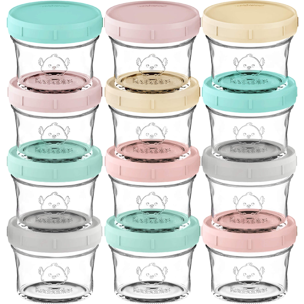Prep Jars Baby Food Storage Glass Container (Pastels)